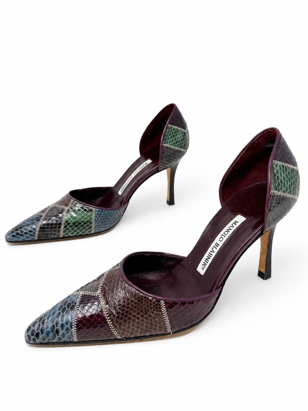 Manolo Blahnik Vintage Patchwork Python D’Orsay Heels Womens Size EU 36